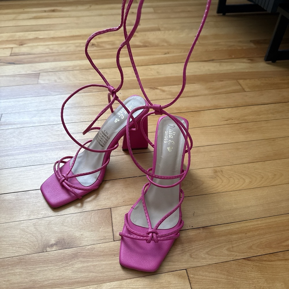 Pink Strappy Heeled Sandals